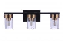  11819FBSB3 - Bond Street 3 Light Vanity in Flat Black/Satin Brass