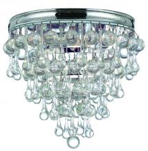  135-CH - Calypso 3 Light Crystal Teardrop Polished Chrome Flush Mount