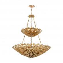  599-GA - Broche 18 Light Antique Gold Leaf Chandelier