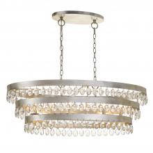  6107-SA - Perla 6 Light Antique Silver Linear Chandelier