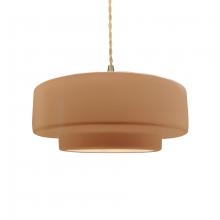 Justice Design Group (Yellow) CER-6543-ADOB-BRSS-BEIG-TWST - Medium Tier 1-Light Pendant