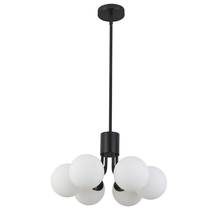 Dainolite Canada AMA-186P-MB - 6 Light Halogen Pendant Matte Black with White Opal Glass
