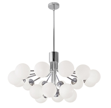  AMA-3618C-PC - 18LT Chandelier, PC Finish w/ Opal Glass