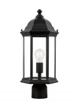 Generation Lighting  8238601-12 - Sevier traditional 1-light outdoor exterior medium post lantern in black finish with clear glass pan