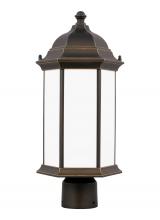 Generation Lighting  8238651-71 - Sevier traditional 1-light outdoor exterior medium post lantern in antique bronze finish with satin