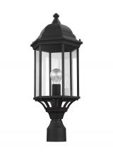 Generation Lighting  8238701-12 - Sevier traditional 1-light outdoor exterior large post lantern in black finish with clear glass pane