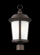 Generation Lighting  8250701-71 - Calder traditional 1-light outdoor exterior post lantern in antique bronze finish with satin etched