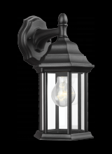 Generation Lighting  8338701-12 - Sevier traditional 1-light outdoor exterior small downlight outdoor wall lantern sconce in black fin