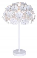  ITL2022B23WH - CASSIA 23 in. White Table Lamp with White Metal  Floral Shade and Line Switch