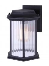  IOL348BK - KITLEY, 1 Lt Outdoor Down Light, Clear Ribbed Glass, 100W Type A, 8 1/4" W x 11" H x 8 1/4&#