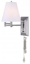  IWF151D - Wall, IWF1D BPT -G-, 1 Lt Swing Arm Fixture, Fabric Shade, 60W Type C, 6 .875 IN W x 12 .5 IN H x 17