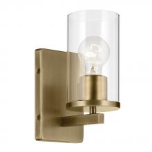  45495NBRCLR - Crosby 4.5" 1-Light Wall Sconce with Clear Glass in Natural Brass