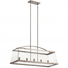  52123CLP - Darton 40.75" 5 Light Linear Chandelier with Clear Glass in Classic Pewter