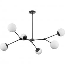 Progress Canada P400378-31M - Haas Collection Six-Light Matte Black Mid-Century Modern Chandelier