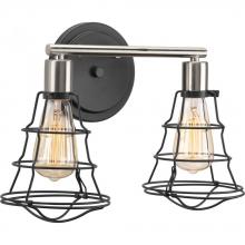  P300029-143 - Gauge Collection Two-Light Graphite Farmhouse Bath Vanity Light