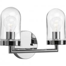  P300175-015 - Signal Collection Two-Light Polished Chrome Clear Glass Coastal Bath Vanity Light