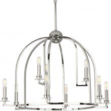  P400187-104 - Seneca Collection Nine-Light Polished Nickel Farmhouse Chandelier Light