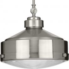  P500170-009 - Loftin Collection One-Light Brushed Nickel Clear Patterned Glass Farmhouse Pendant Light