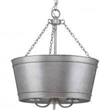  P500227-141 - Galveston Collection Galvanized Three-Light Outdoor Pendant