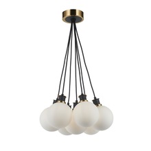 Artcraft Canada AC11877WH - Gem Collection 7-Light Pendant with White Glass Black and Brushed Brass