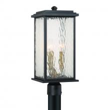 Artcraft Canada AC9273BK - Estate 3 Light Outdoor Post Light, Black, Brass with Rain Glassware