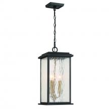Artcraft Canada AC9275BK - Estate 3 Light Outdoor Pendant, Black, Brass with Rain Glassware