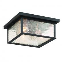 Artcraft Canada AC9276BK - Estate 3 Light Outdoor Flush Mount, Black, Brass with Rain Glassware