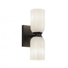  WS57712-BK/GO - Nola 12-in Black/Glossy Opal Glass 2 Lights Wall Sconce