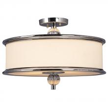  612068CH - 3-Light Semi-Flush Mount  - Polished Chrome with White Glass