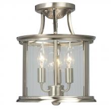  612308BN - Semi-Flush Mount - Brushed Nickel with Clear Glass