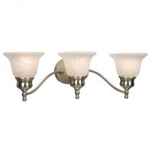  700803BN/MB - Three Light Vanity - Brushed Nickel w/ White Marbled Glass