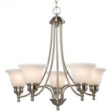  800805BN/MB - Five Light Chandelier - Brushed Nickel w/ White Marbled Glass