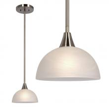  812781BN - Mini Pendant w/6",12",18" Extension Rods - Brushed Nickel w/ Marbled Glass