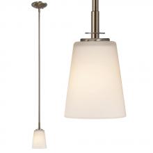  911964BN - Mini Pendant with 6", 12", 18"Extension Rods - Brushed Nickel with White Glass