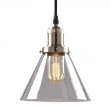  917880BN - 1-Light Vintage Mini-Pendant in Brushed Nickel with Clear Glass Shade w/ 6ft wire