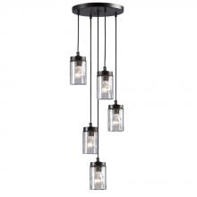  919856ORB - 5-Light Multi-Light Pendant - in Oil Rubbed Bronze finish with Clear Glass Shade