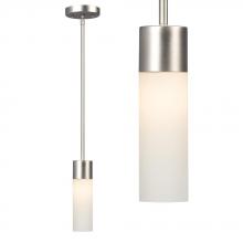  944024BN/WH - Mini Pendant w/6",12",18" Extension Rods - Brushed Nickel with White Straight Glass