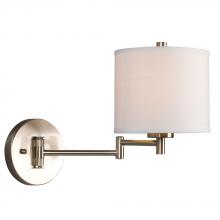  ES213041BN - Wall Sconce with Swing Arm - in Brushed Nickel finish with Off-White Linen Shade