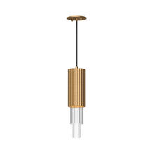  PD502204AGCR - Bordeaux 4-in Aged Gold/Clear Ribbed Glass LED Pendant