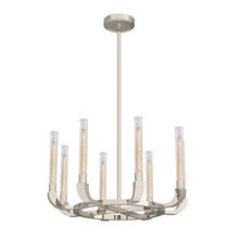  CH316708PNCR - FLUTE 8 LIGHT CHANDELIER POLISHED NICKEL CLEAR RIBBED GLASS