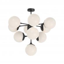  CH505335MBOP - Nouveau 35-in Matte Black/Opal Matte Glass 10 Lights Chandeliers