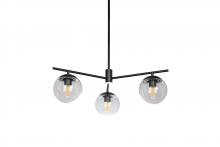  188-613/BK/CL - Eclipse - 3 Light 27 Chandelier in Black with Clear Glass