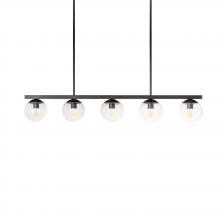  488-605/BLK/CL - Eclipse - 5 Light Linear Pendant in Black with Clear Glass