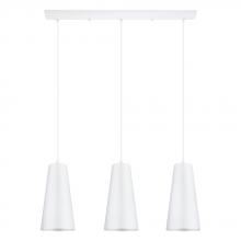 Elgo 201528A - 3 LT Linear Pendant w/ White Finish & White Metal Cone Shaped Shades