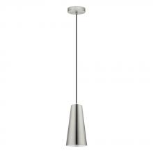Elgo 201529A - 1 LT Mini Pendant w/ Matte Nickel Finish & Matte Nickel Metal Cone Shaped Shade