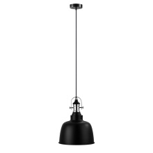 Elgo 202423A - 1 LT Pendant w/ Black Finish & Black w/ White Interior Shade w/ Chrome Accents