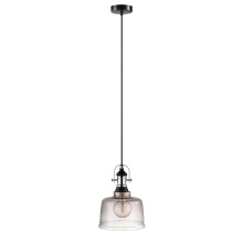 Elgo 202424A - 1 LT Pendant w/ Matte Black & Chrome Finish & Smoked Glass Shade