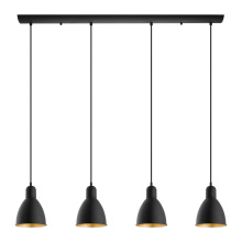 Elgo 203445A - 4 LT Linear Pendant w/ Black Finish & Black & Gold Shades