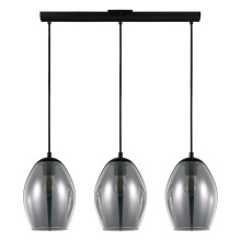 Elgo 204238A - 3 LT Pendant w/ Black Finish & Chrome Smoked Glass Shade