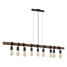 Elgo 204242A - 9 LT Open Bulb Linear Pendant w/ Black & Dark Brown Wood Finish